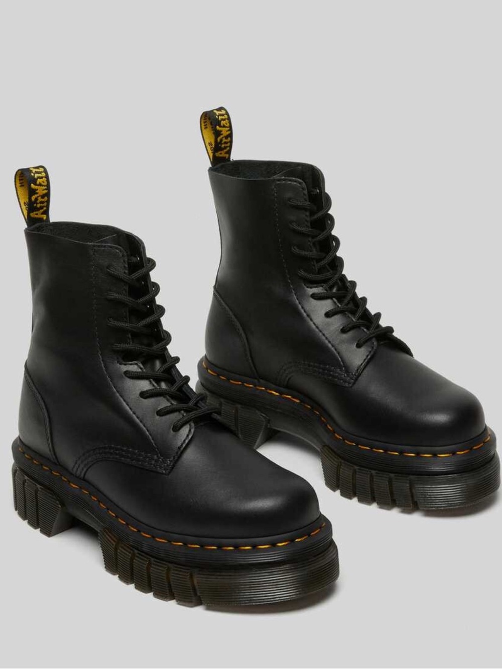 Dr. Marten’s Audrick Black Nappa Leather Platform Lace Up boots